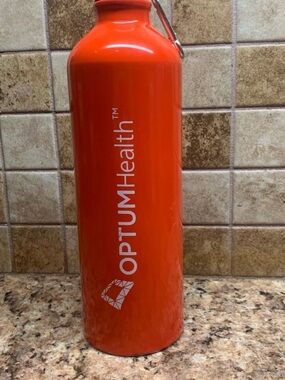 “Bullet” Orange OptumHealth Branded Aluminum Sports Bottle with Carabiner Clip.